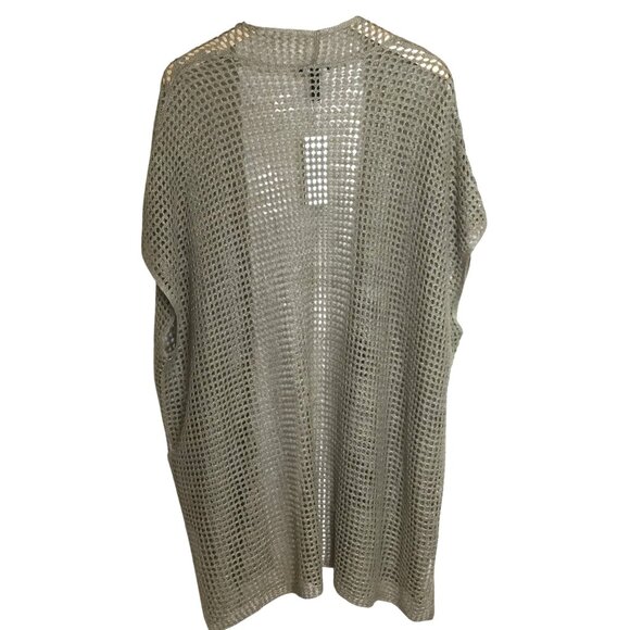 EILEEN FISHER Organic Linen Duster Cardigan Natural Sleeveless Relaxed Fit NWT - Picture 2 of 10